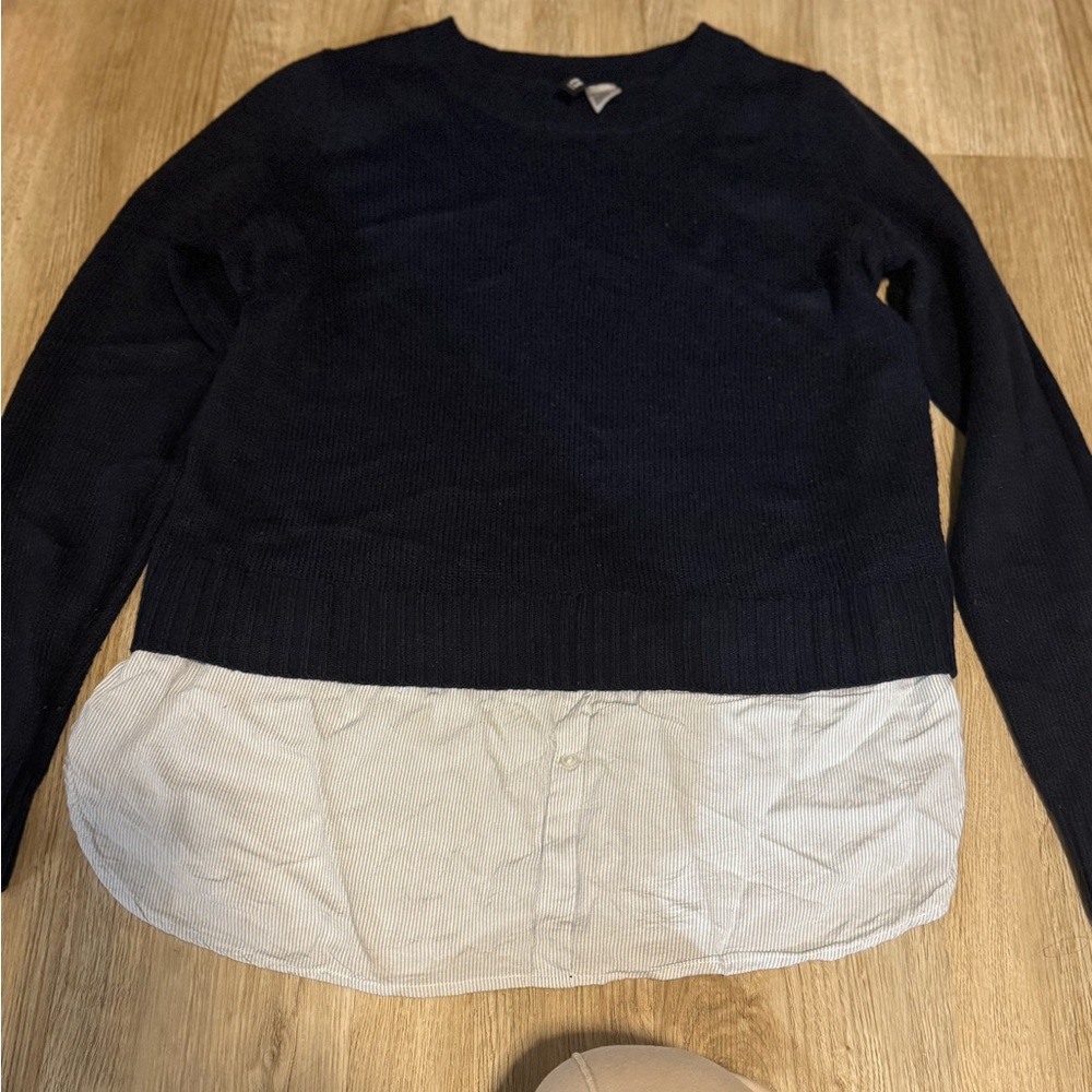 H&M Navy and White Layered Women's Sweater